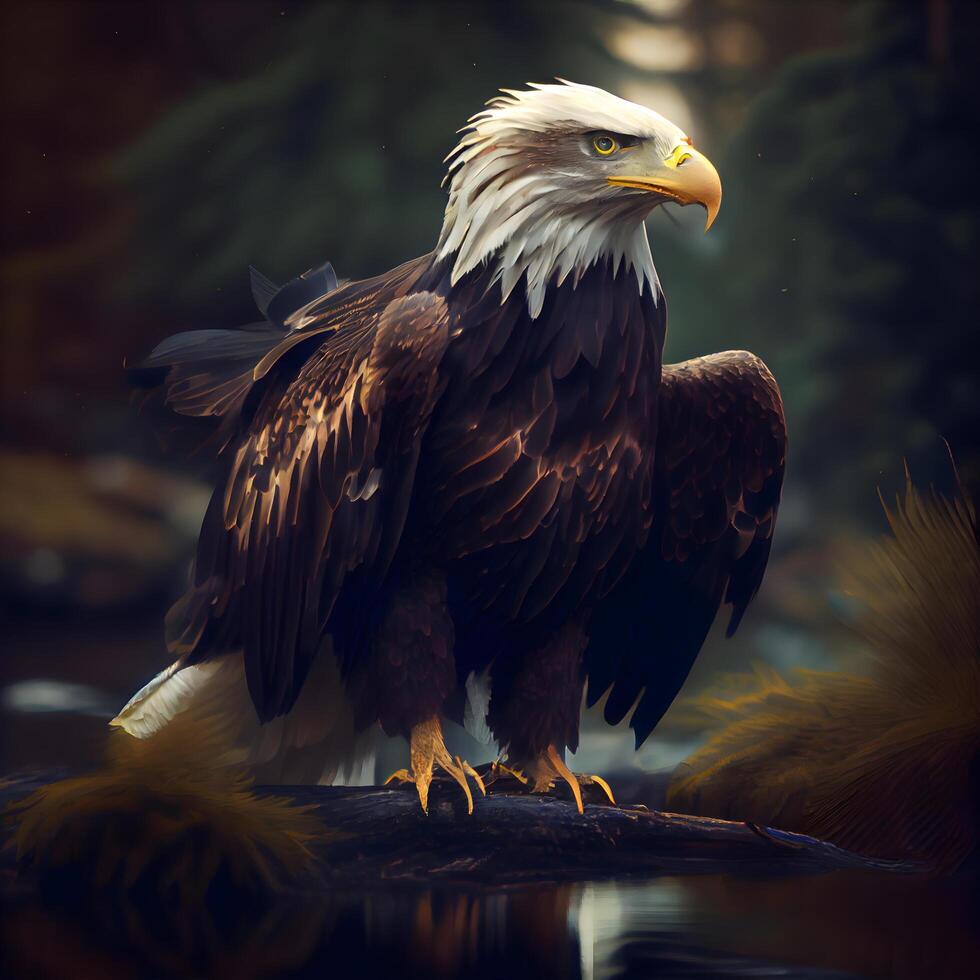 Bald Eagle in the forest. Bald Eagle in the forest., Image photo