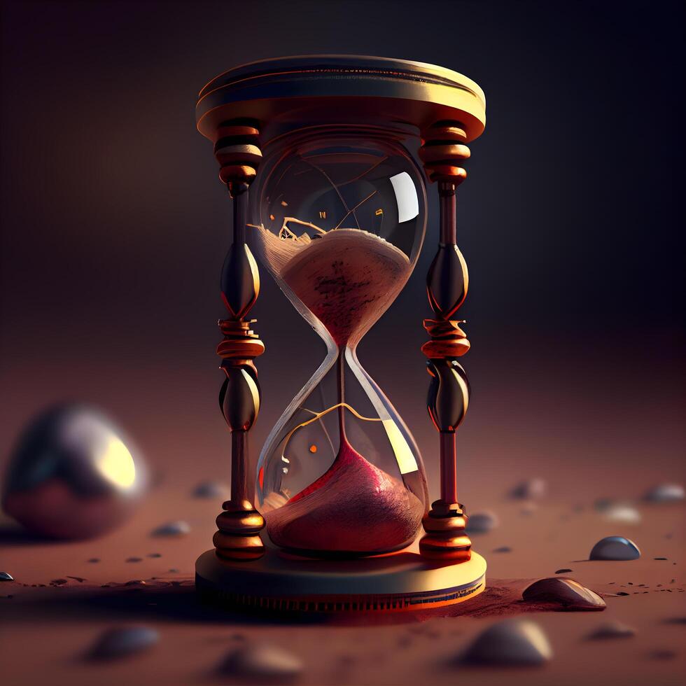 Hourglass on a dark background. 3D illustration. 3D rendering., Image photo
