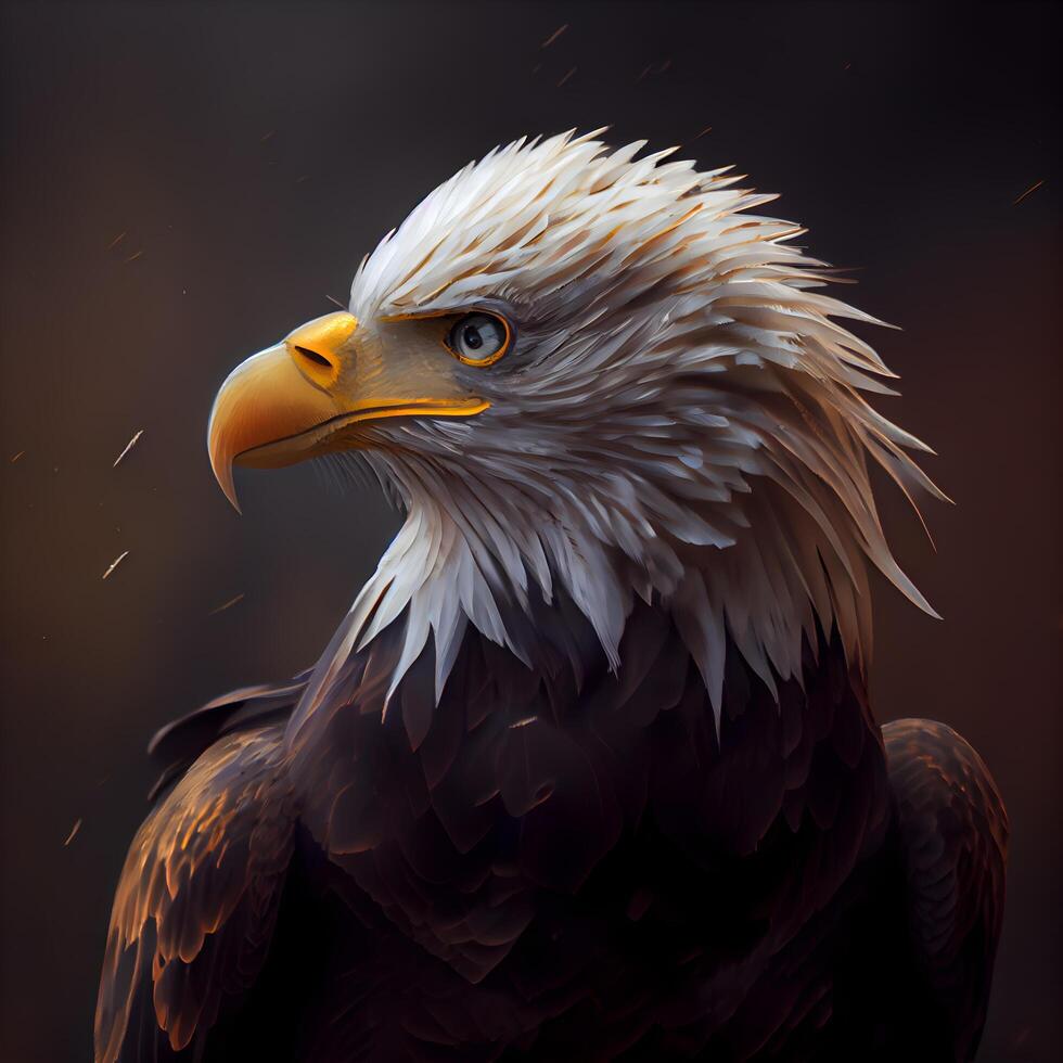 Bald Eagle on a dark background. 3d rendering. Computer digital drawing., Image photo