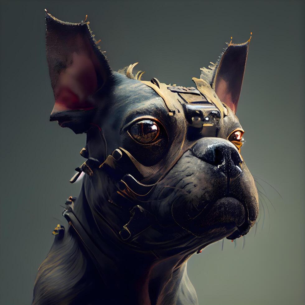 Portrait of a dog in a steampunk style. 3d rendering, Image photo
