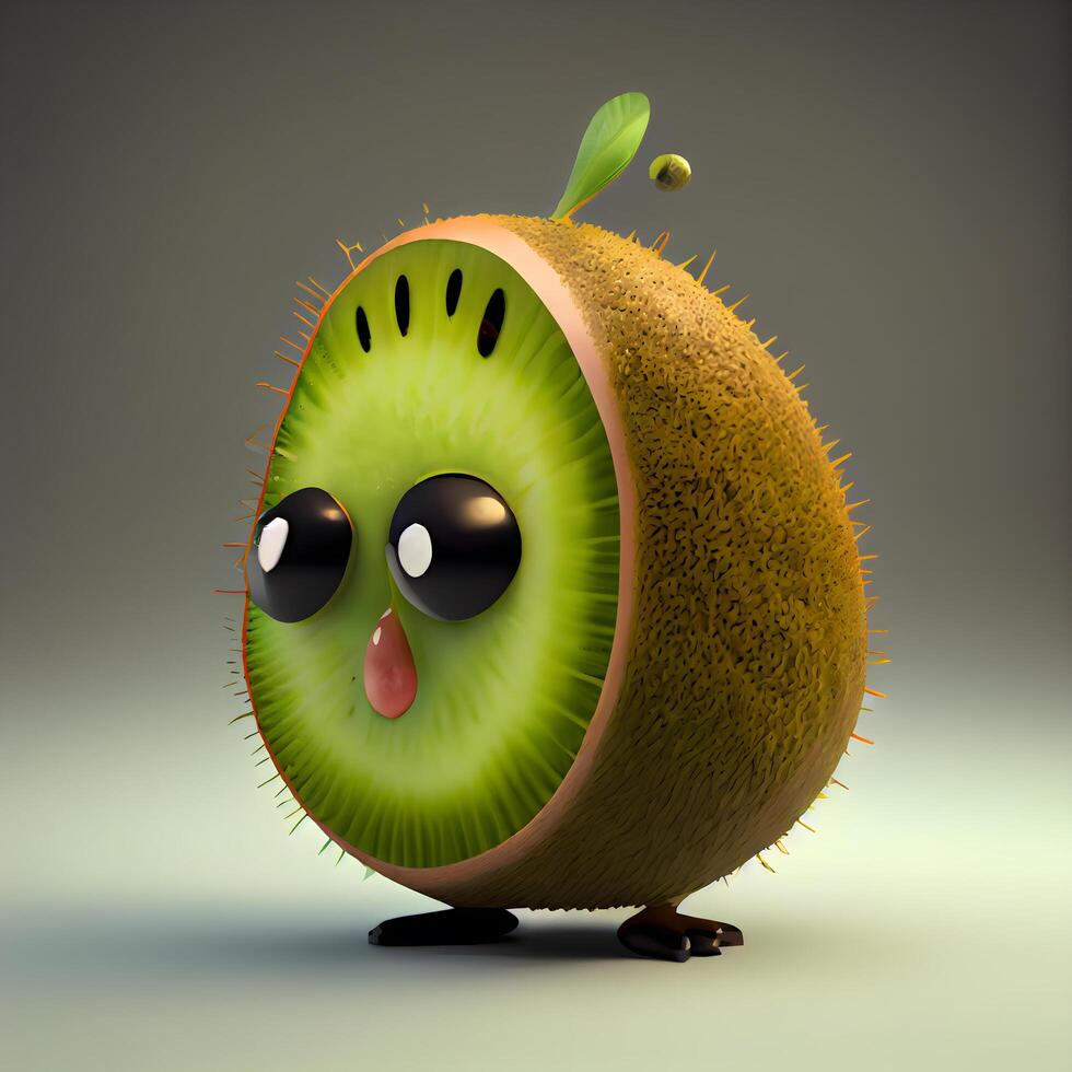 kiwi Fruta en un oscuro antecedentes. 3d ilustración., ai generativo imagen foto