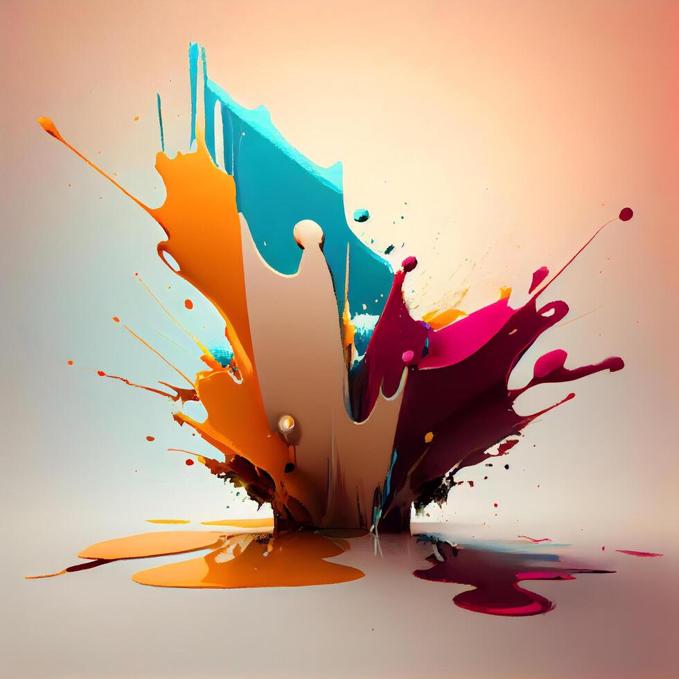 Colorful paint splashes isolated on white background. 3d rendering, Image photo