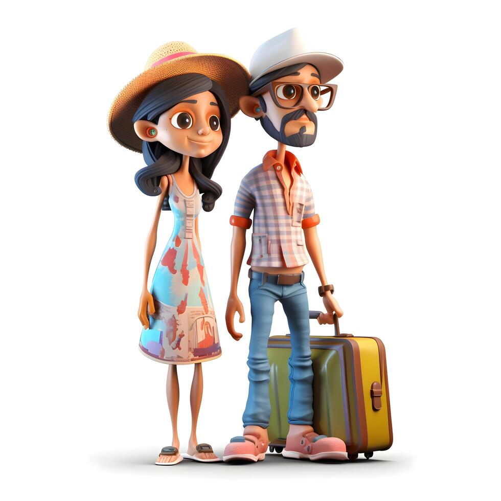 3D Render of a Little Black Girl and Boy with Backpack, Image photo