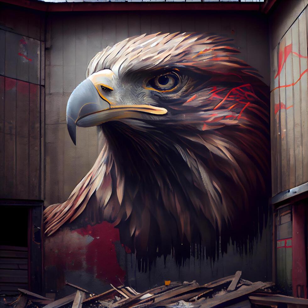 3d rendering of an american bald eagle in a factory., Image photo