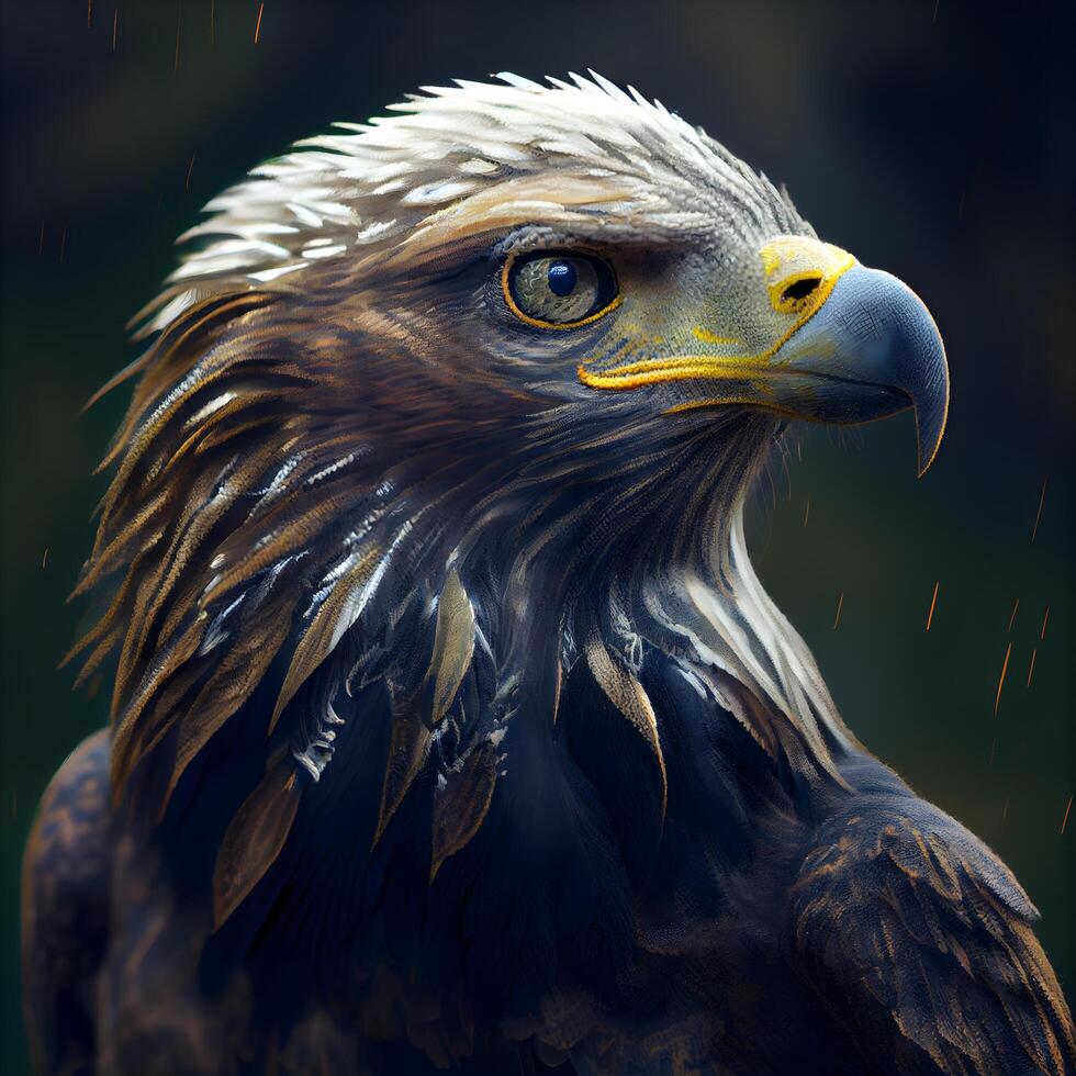 Portrait of a beautiful eagle in the forest. 3d rendering, Image photo