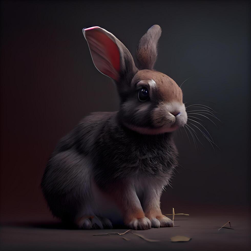 Rabbit on a dark background with a place for your text., Image photo