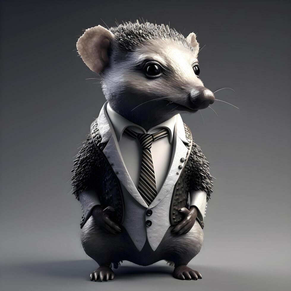 Funny cartoon goat with glasses and a business suit. 3d rendering, Image photo