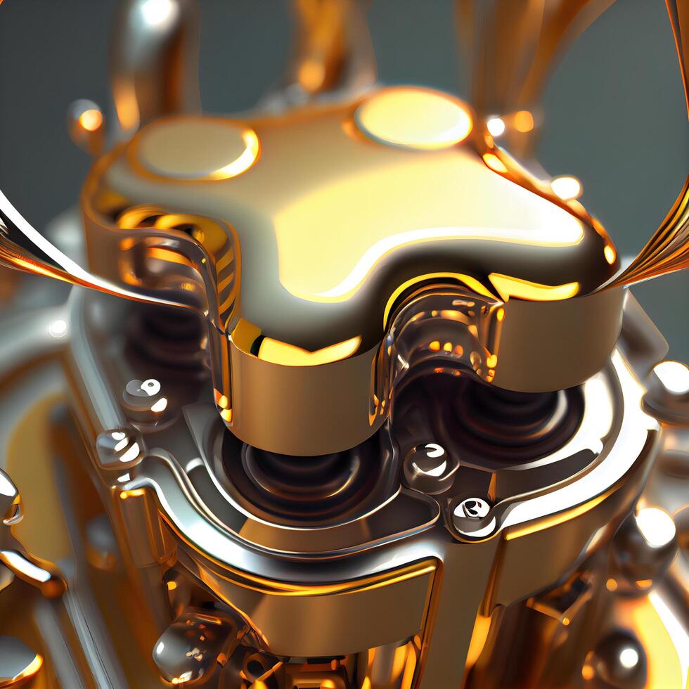 Abstract technology background. 3d illustration. Golden and silver color., Image photo