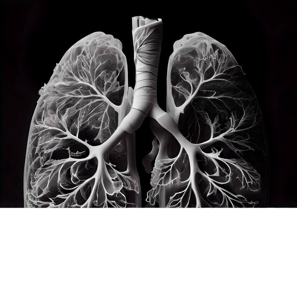 Lungs of human on a black background. 3d illustration, Image photo