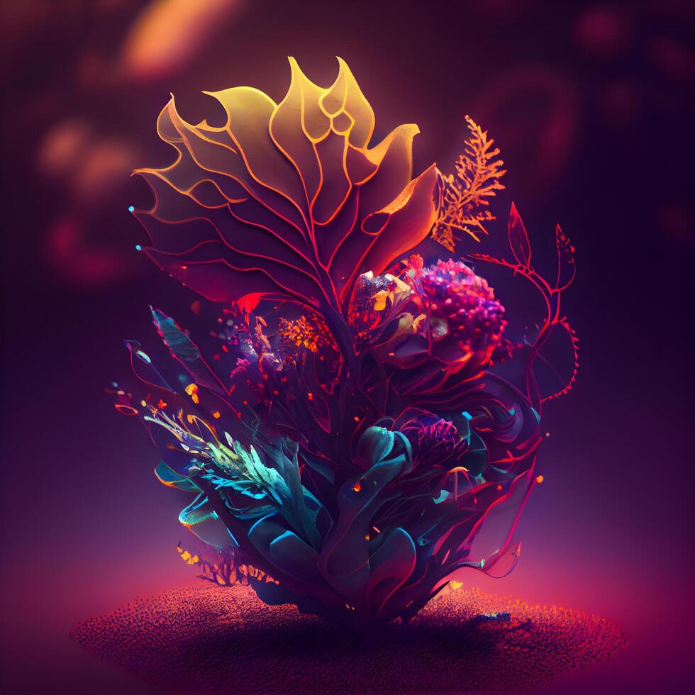 3d illustration of an abstract background with a lot of colorful flowers, Image photo