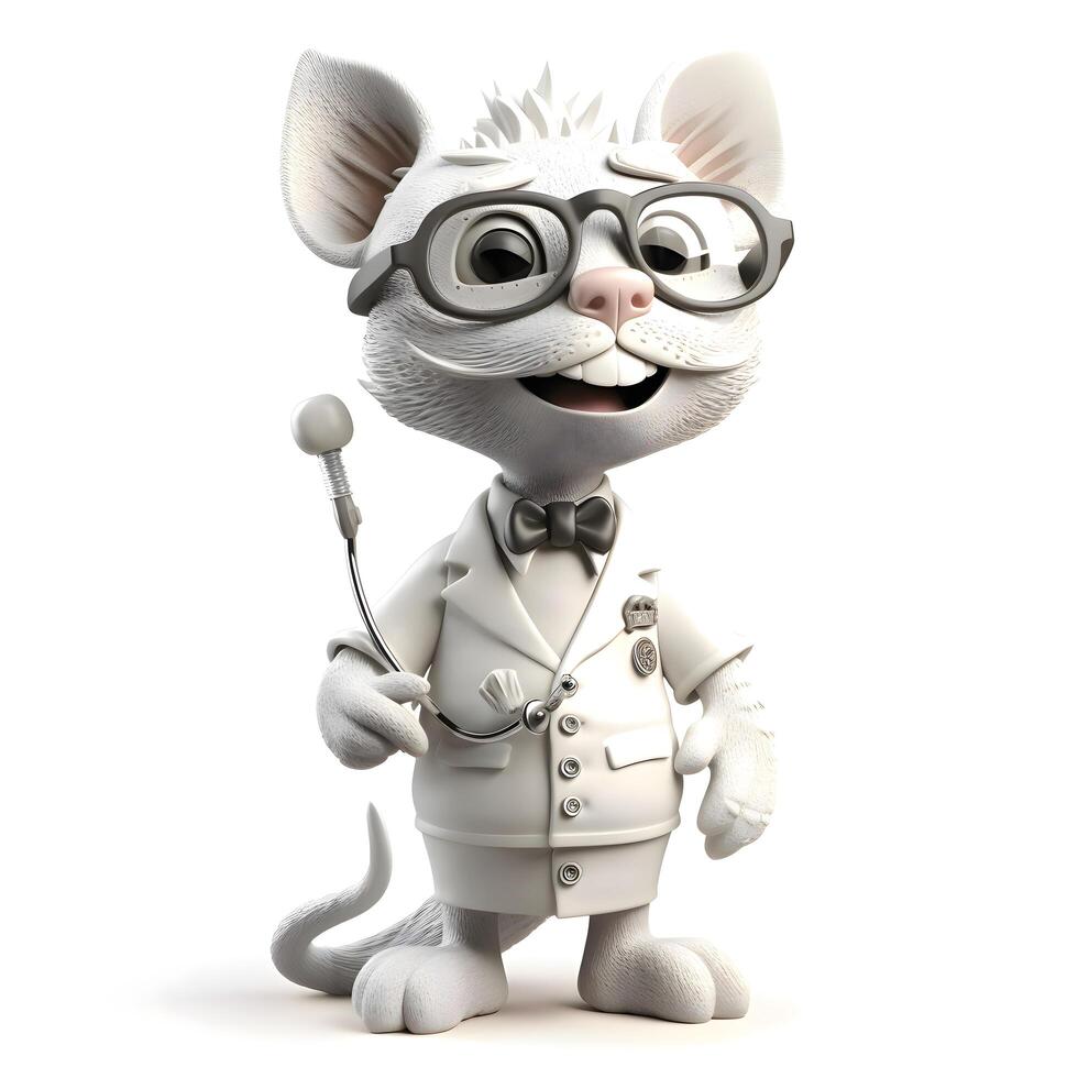 Cartoon character of a cat as a veterinarian with stethoscope, Image photo