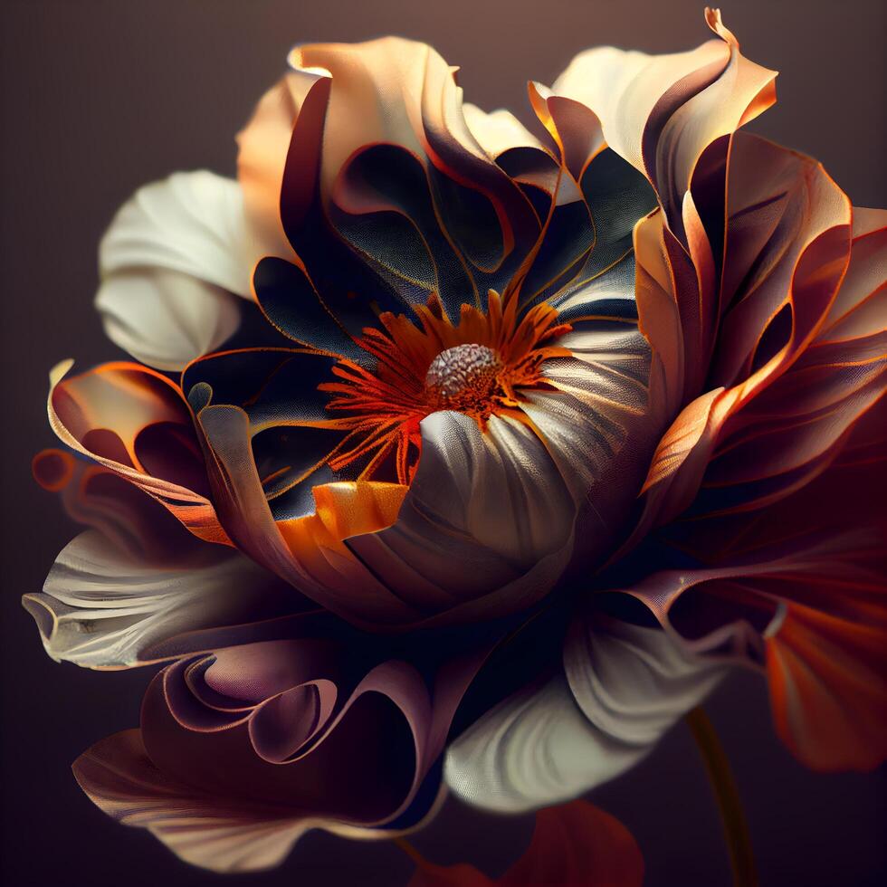 Beautiful abstract flower on black background. 3d rendering, 3d illustration., Image photo