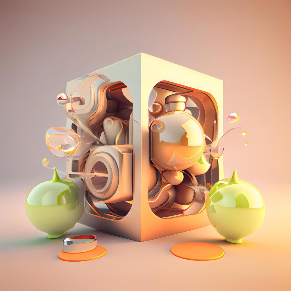 3d illustration of a box with coins and a piggy bank, Image photo