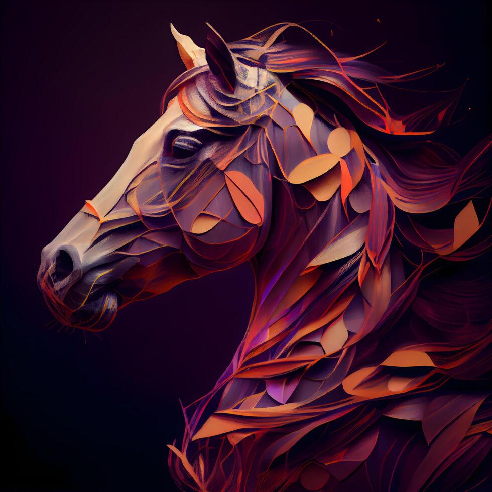 Horse head with abstract colorful background. illustration. Eps 10, Image photo