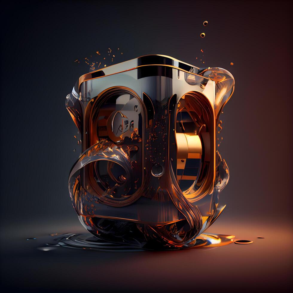 3d illustration of old-fashioned vintage cassette player in water splashes, Image photo