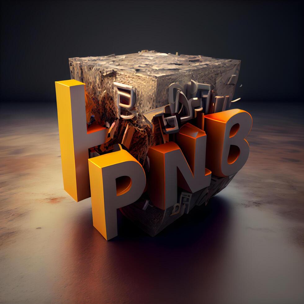 3D rendering of the word MADE BAND in a dark background, Image photo