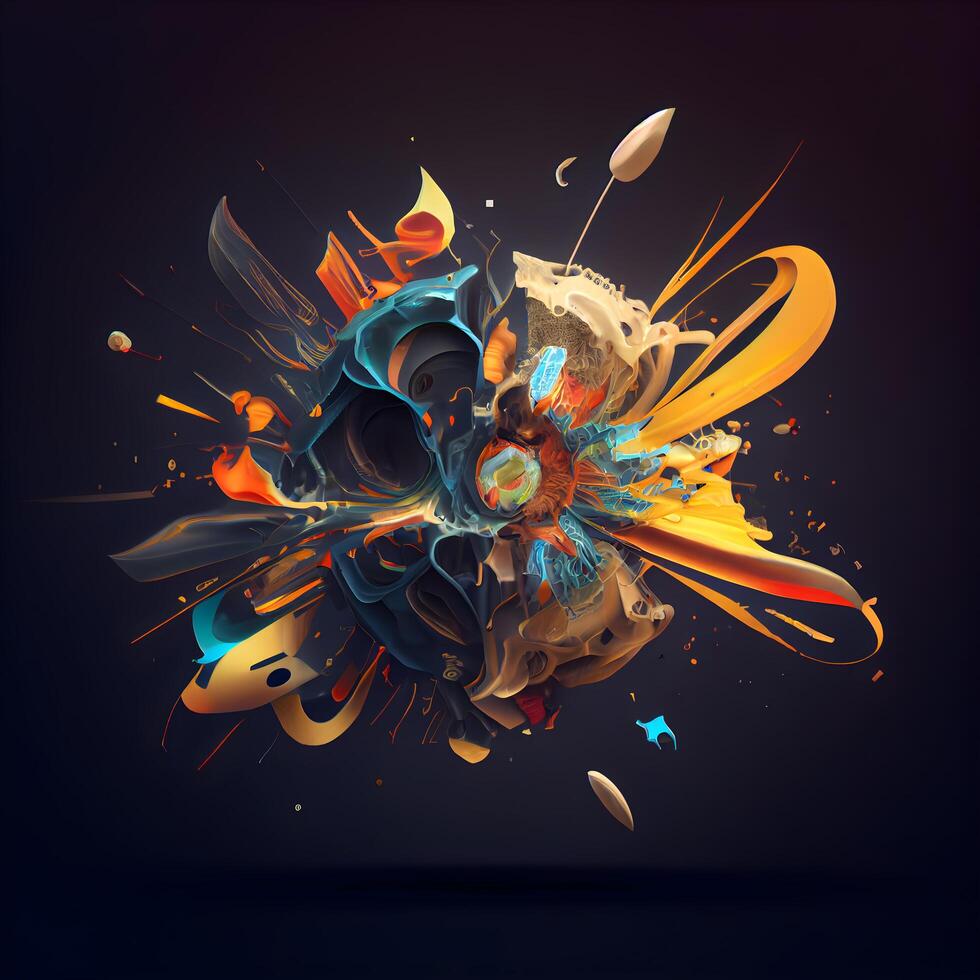 abstract colorful explosion on dark background, illustration eps10, Image photo