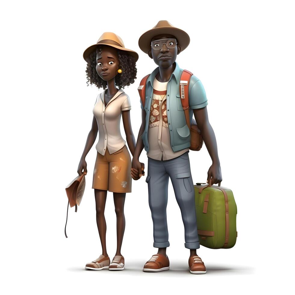 Couple of tourists on vacation, isolated on white background. illustration., Image photo
