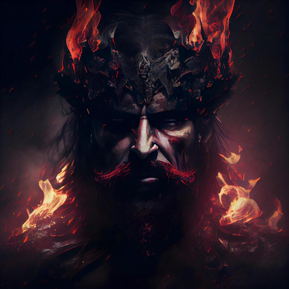 Fantasy portrait of a man in the image of Flames. Halloween., Image photo