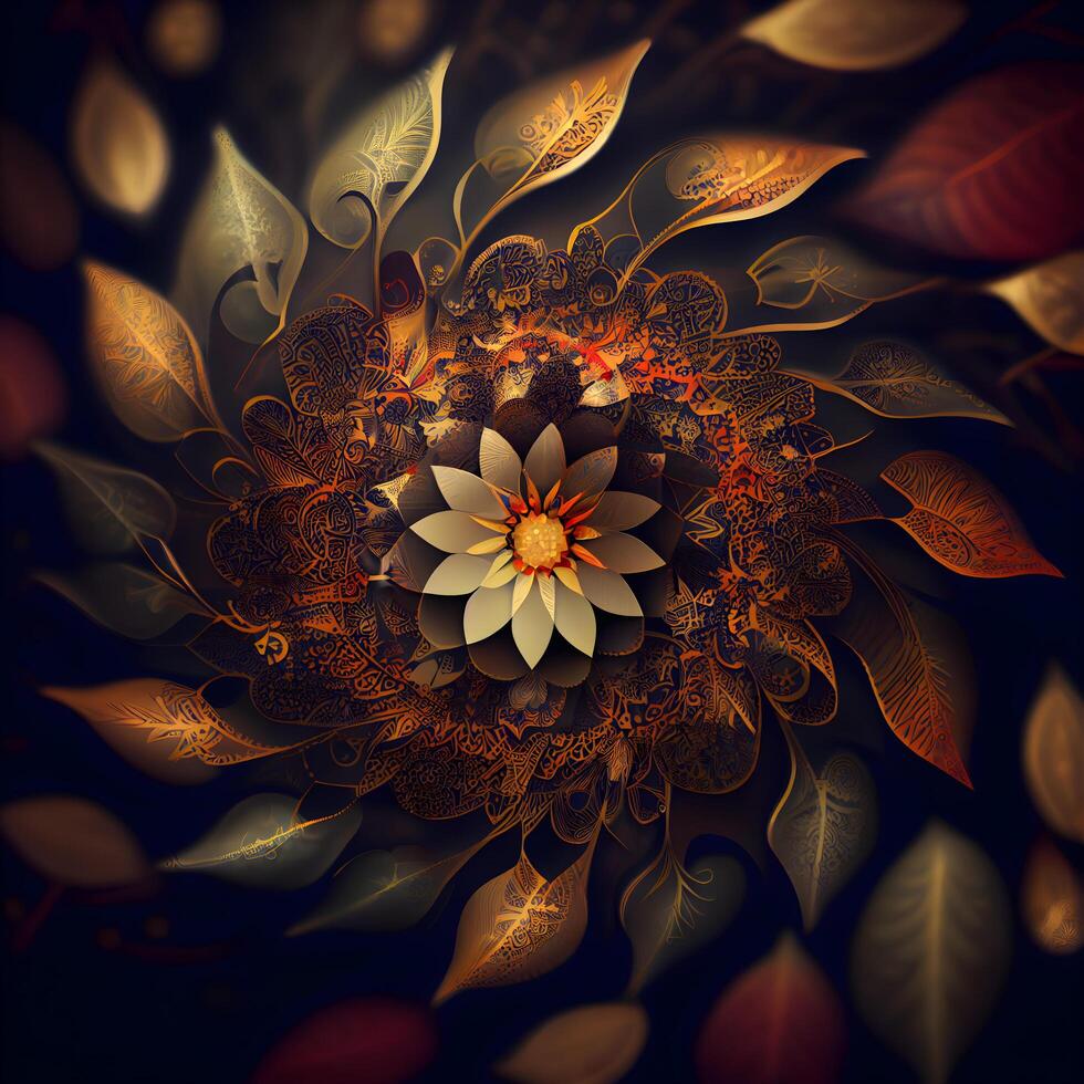 Macro closeup of fractal flower, digital artwork for creative graphic design, Image photo