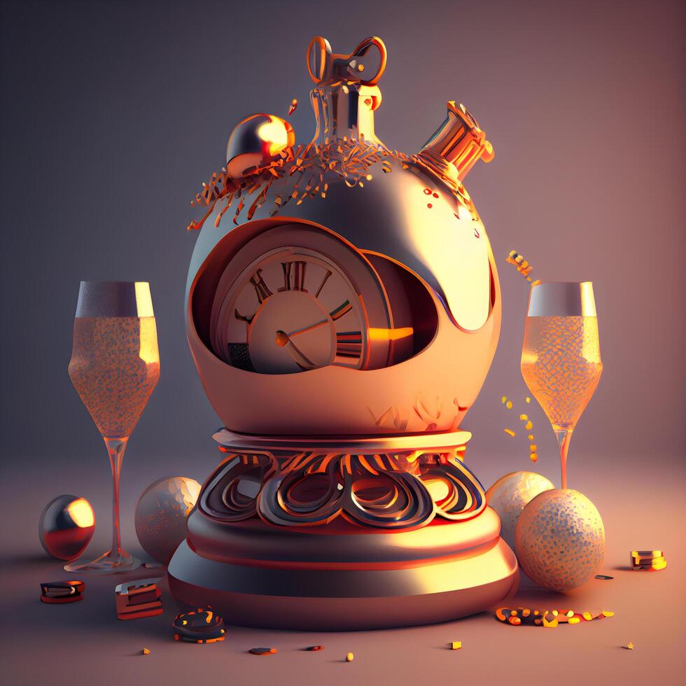 Trophy cup with numbers 2015 on dark background. 3d illustration, Image photo