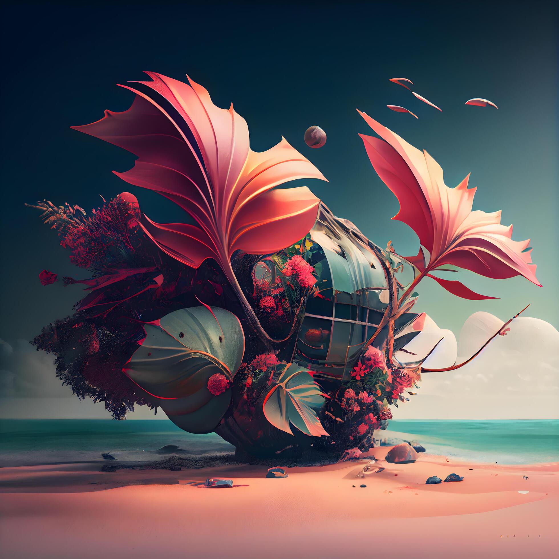 Fantasy landscape with a boat on the beach. 3d render, Image 23187046 ...