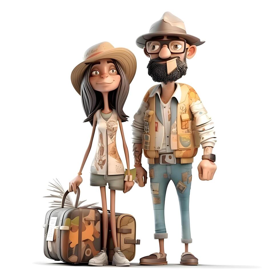 3d illustration of a boy and a girl on a white background, Image photo