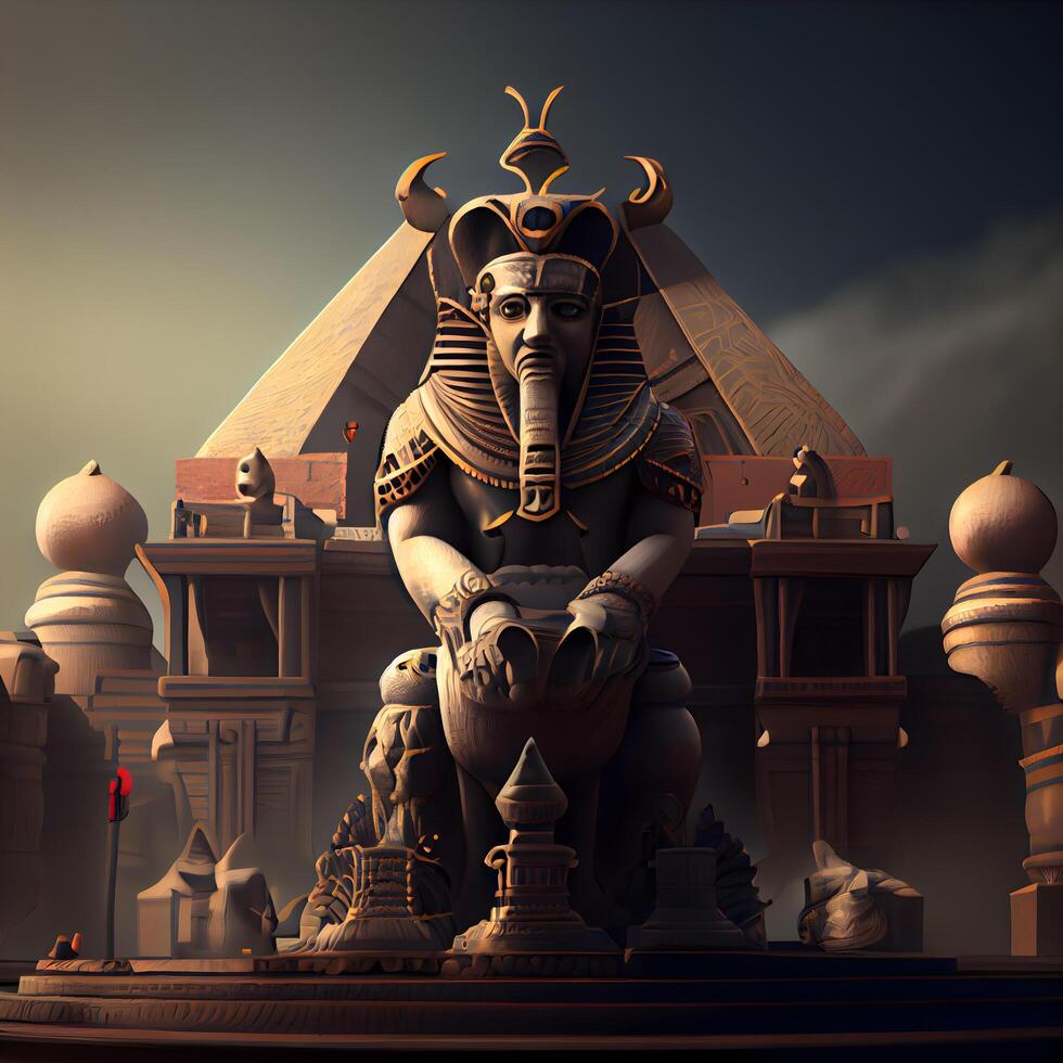 Ganesha statue on the background of the temple. 3d rendering, Image photo