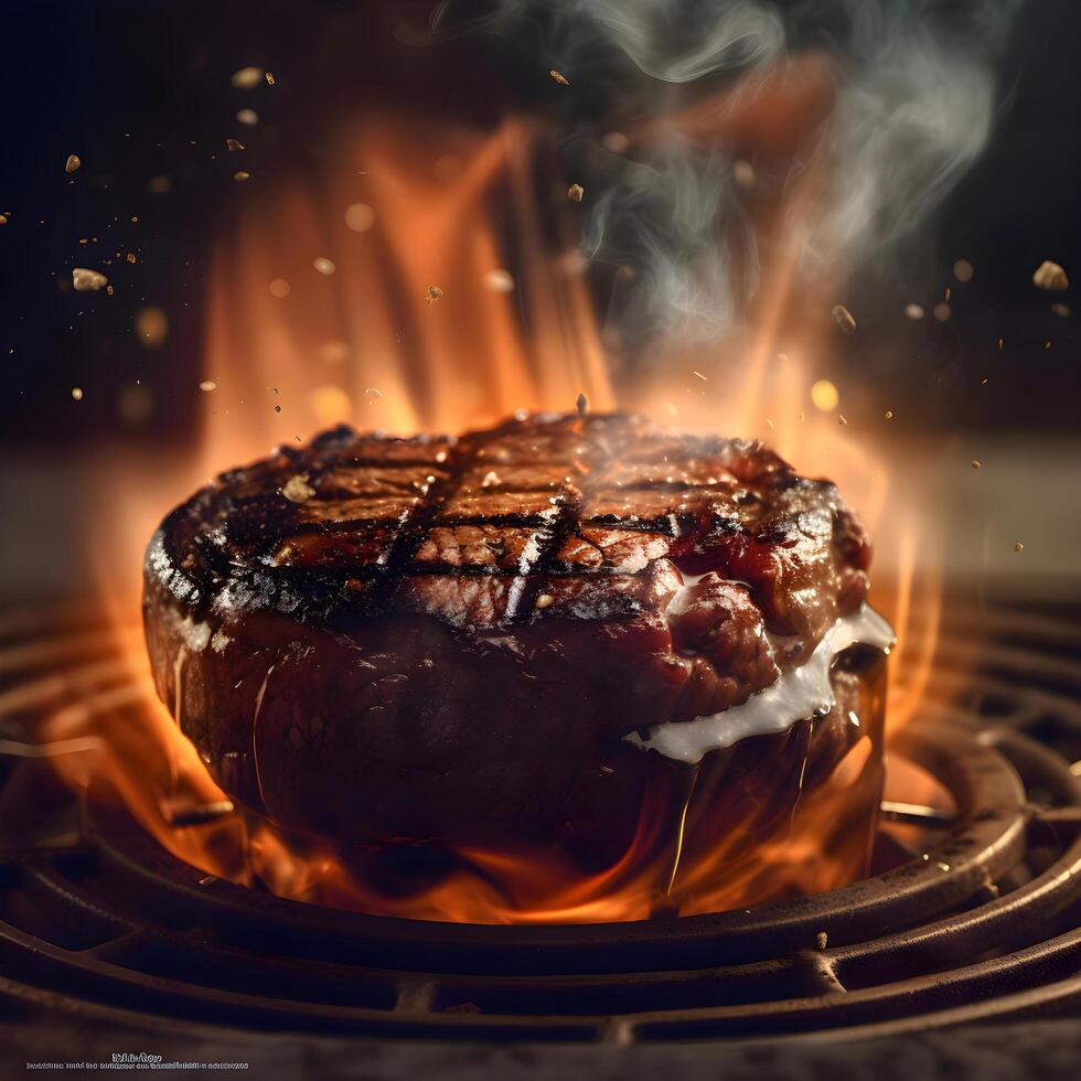 Fruit juice splashing from a piece of meat on a black background, Image photo