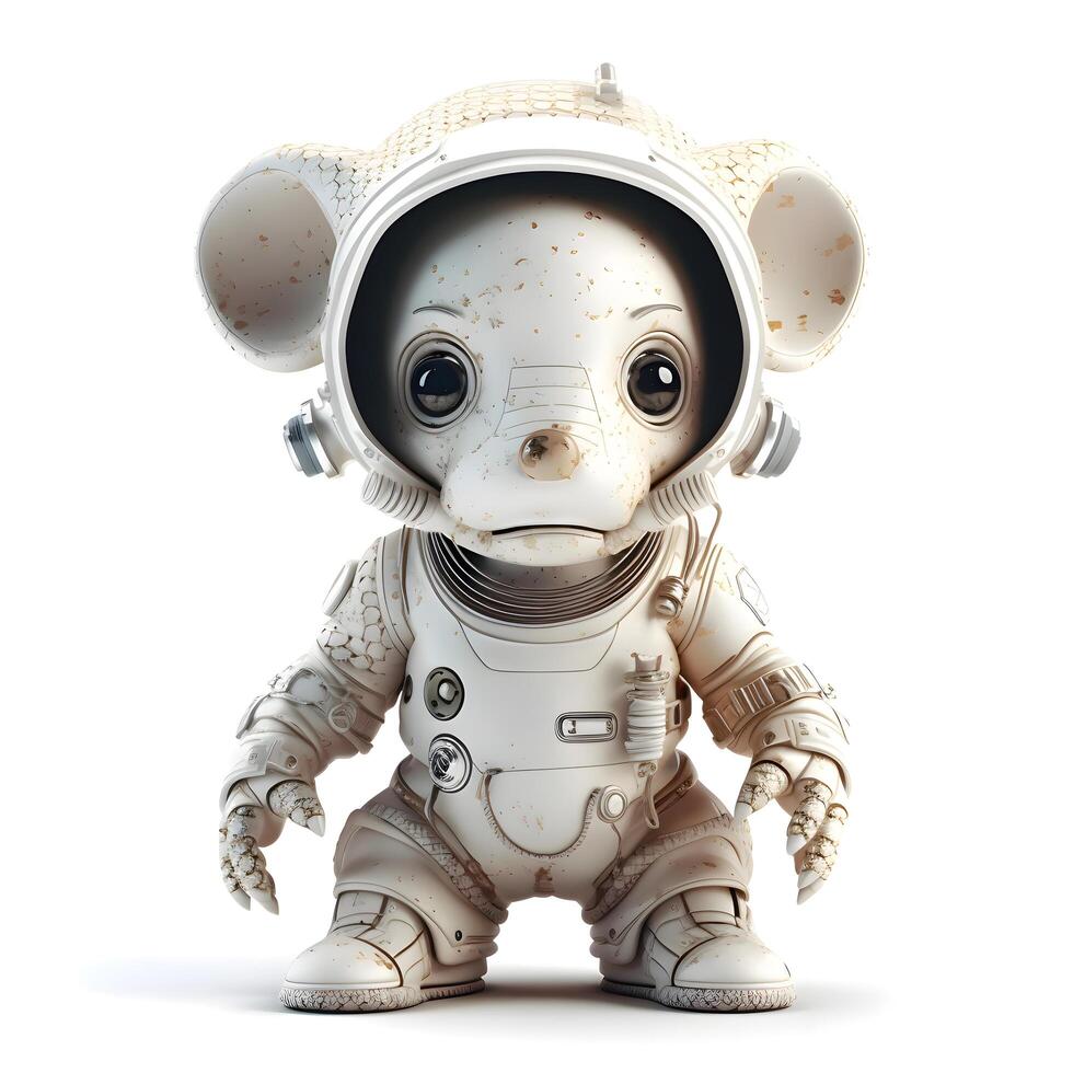 3D rendering of an astronaut with a bear on a white background, Image photo