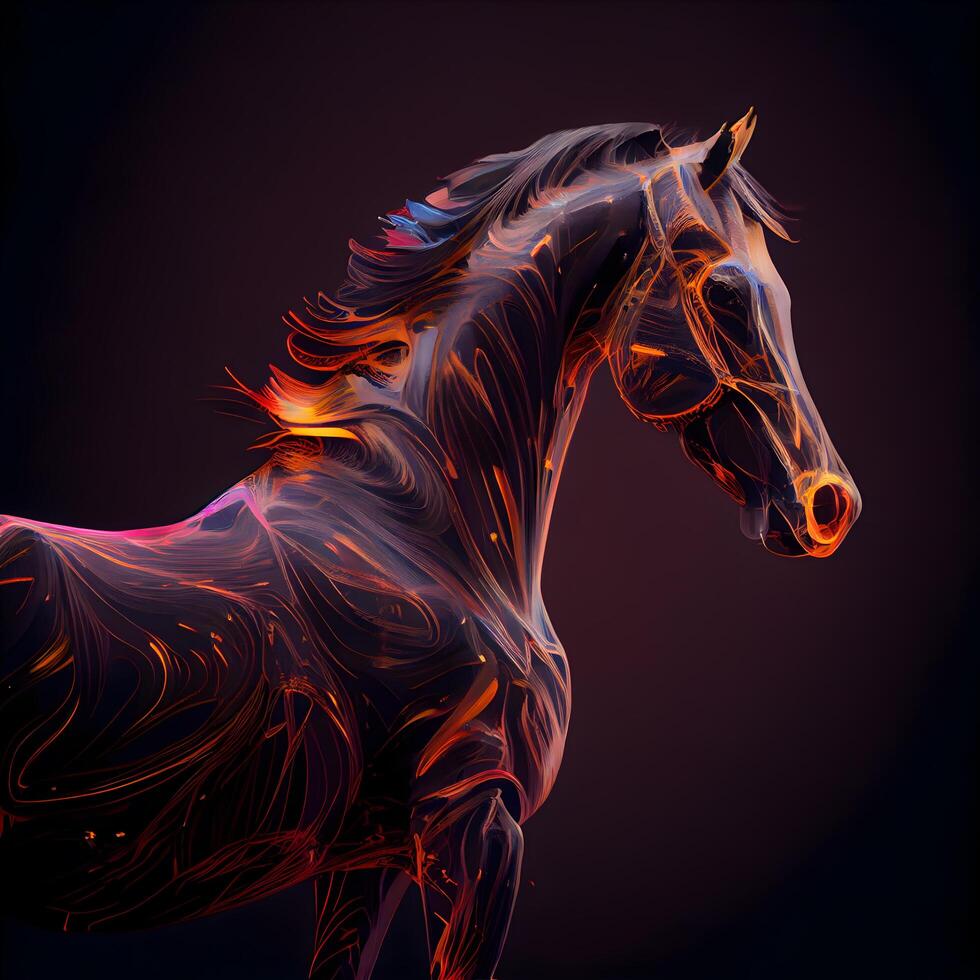 Horse with a mane made of fire. illustration., Image photo