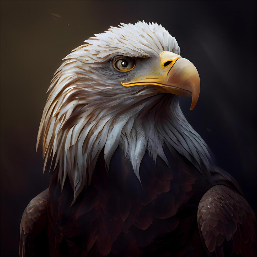 Portrait of a bald eagle. 3d rendering. Computer digital drawing., Image photo