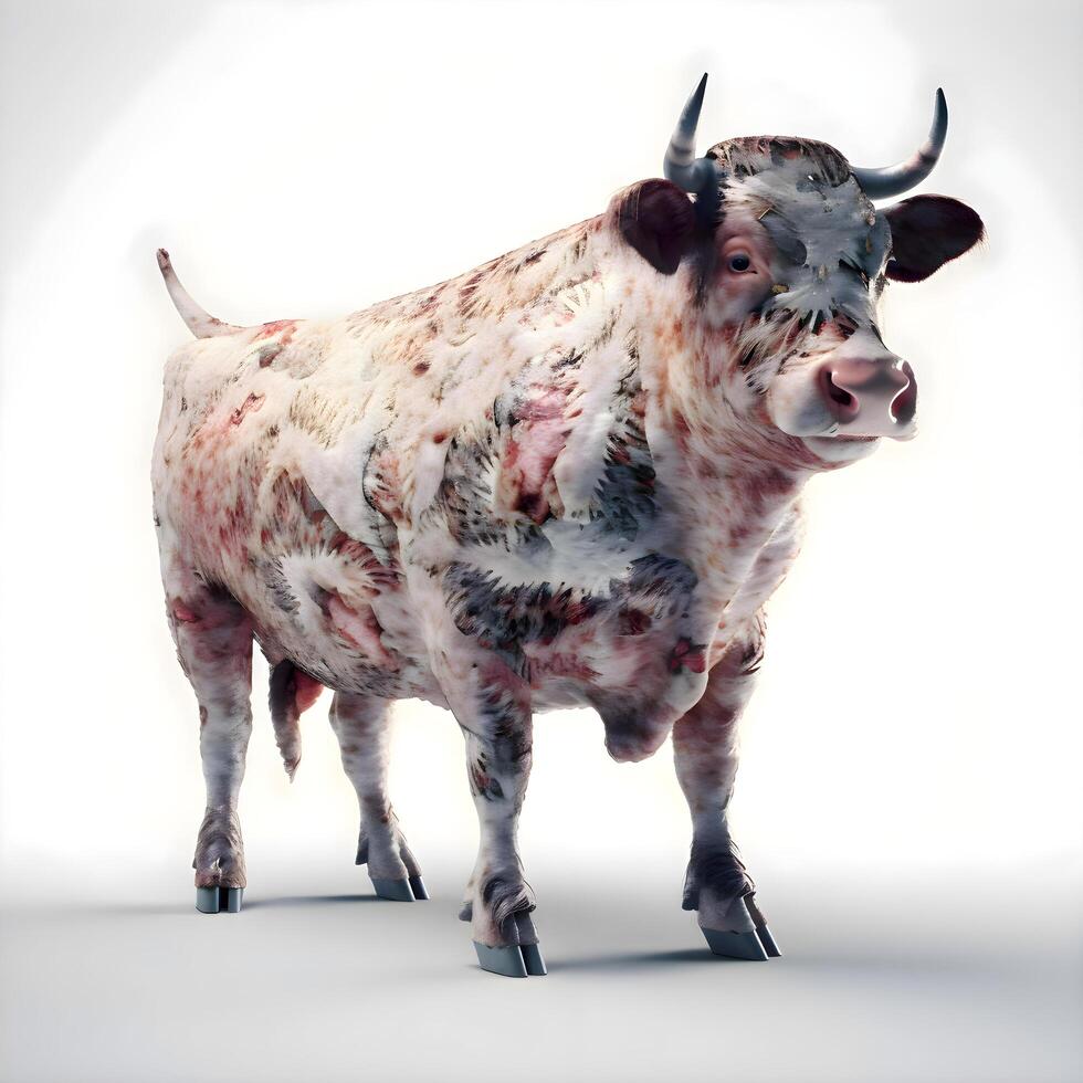 Cow on a white background. 3d render. Isolated., Image photo