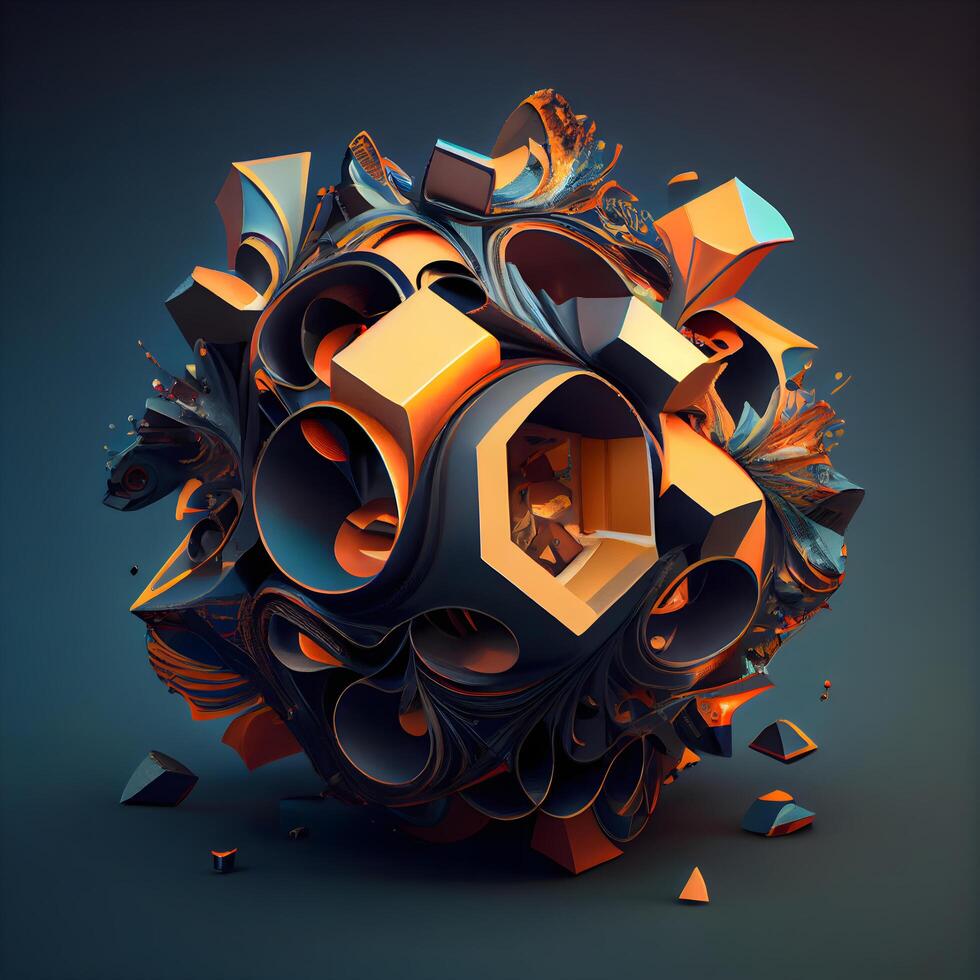 Abstract 3d rendering of chaotic geometric composition. Modern background design., Image photo