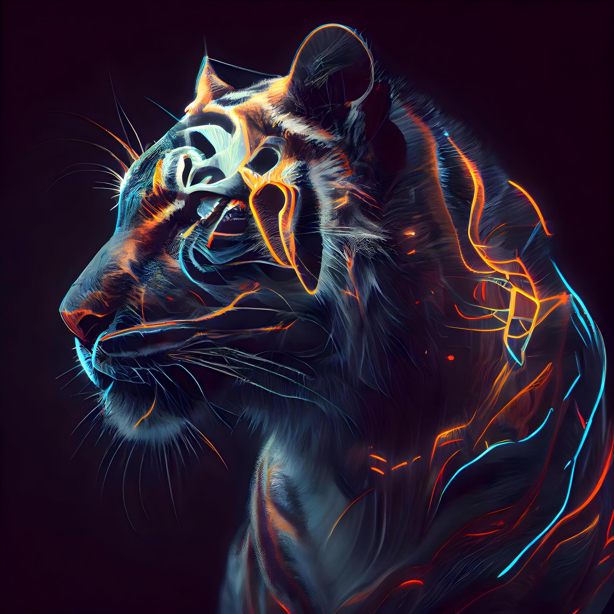 Futuristic portrait of a tiger. 3D Rendering., Ai Generative Image 23184748  Stock Photo at Vecteezy