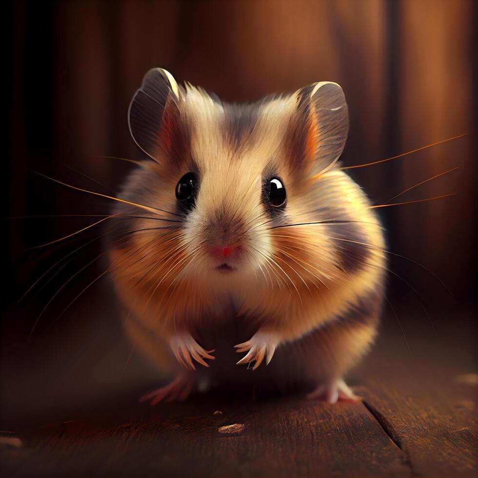 Hamster on a wooden background. Hamster close-up. photo