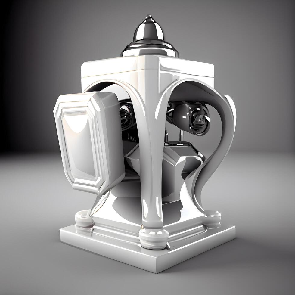 3D rendering of an ancient lamp on a grey background with shadow photo