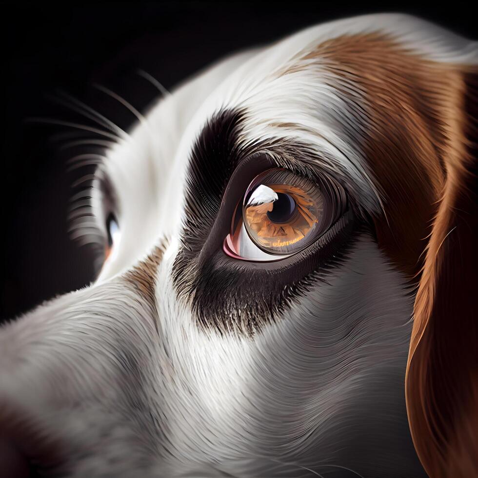 dog's eye close up on a black background. 3d rendering photo