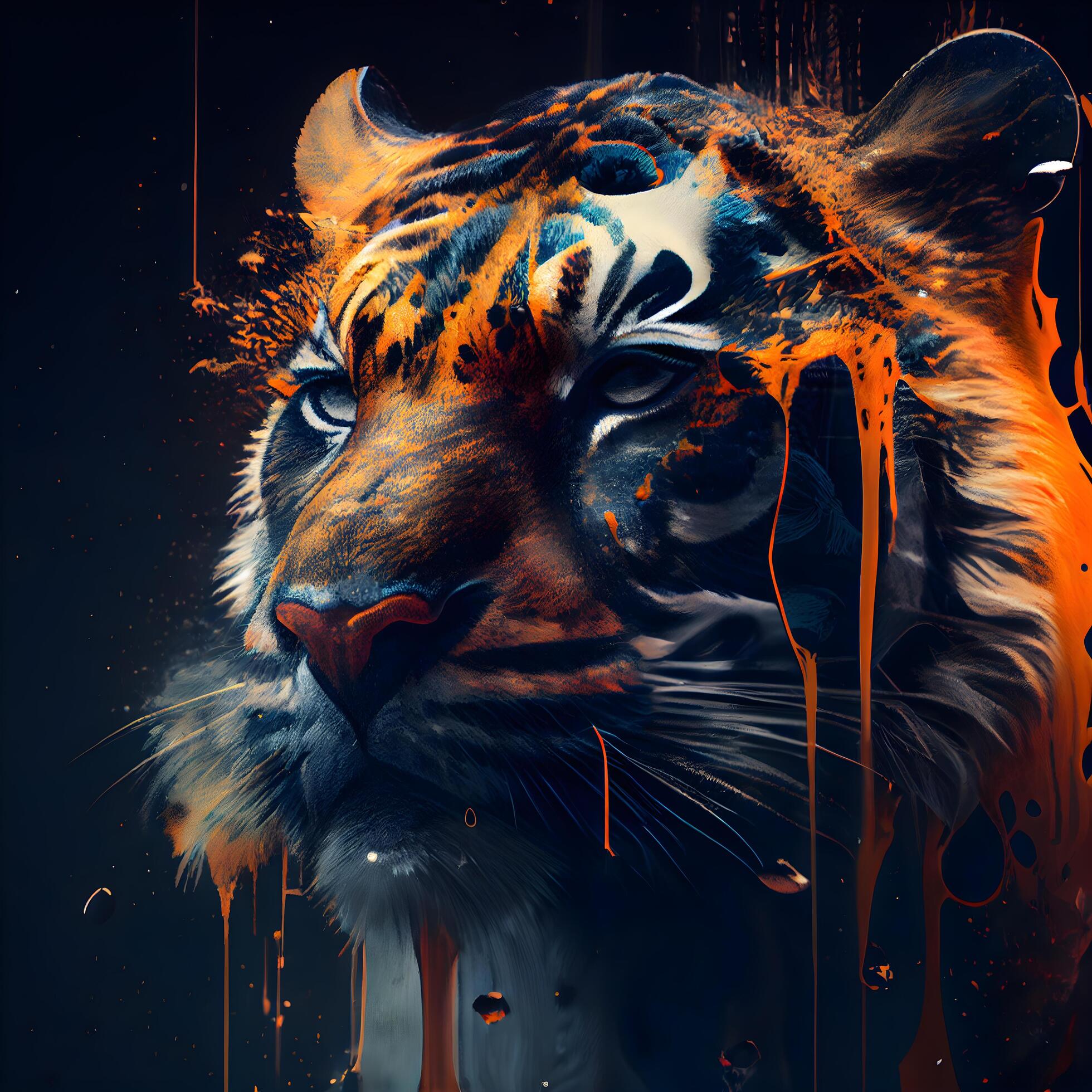 Tiger In A Dark Forest With Lightning. 3D Illustration. Free Image and  Photograph 197934435.