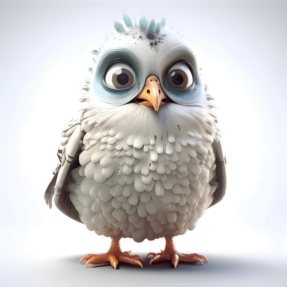 Cute owl isolated on white background. 3D illustration. Series photo