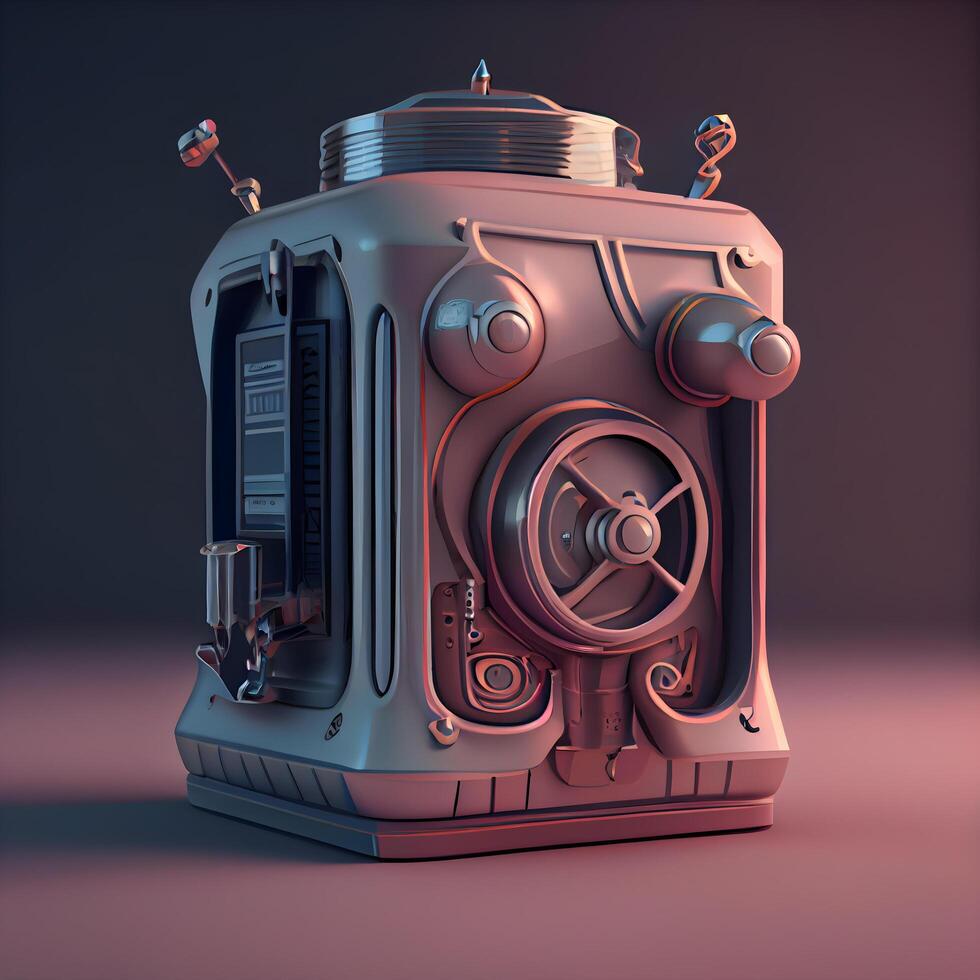 Vintage camera on a dark background. 3D rendering. Computer digital drawing. photo