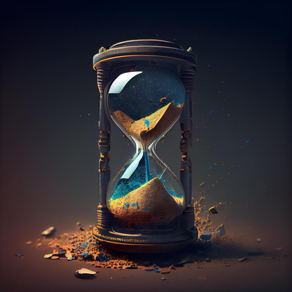 Hourglass with sand inside. Concept of time passing. 3d rendering photo