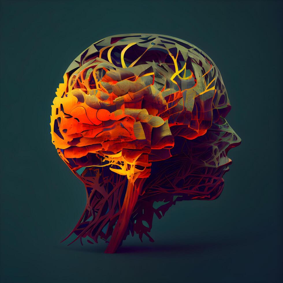 Abstract human brain on dark background. illustration. Eps 10. photo
