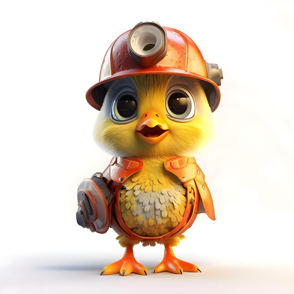 Owl with binoculars on white background. 3D illustration. photo