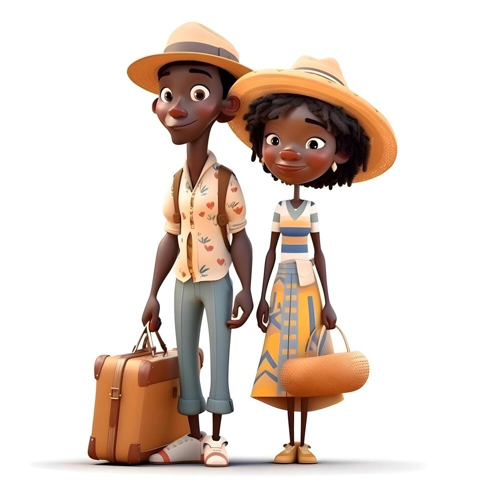 3D Render of a Muslim couple with a mosque on the background photo