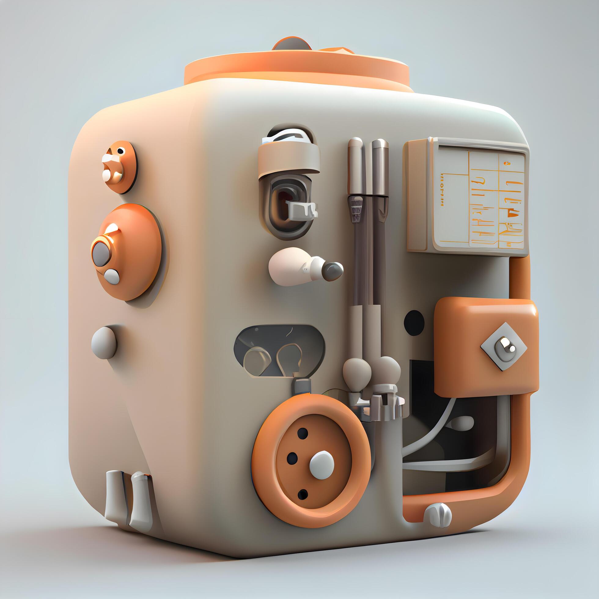 3d illustration of an old retro style electrical box on a gray