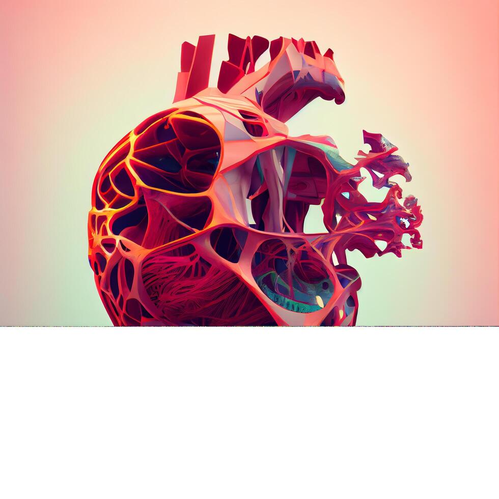 Human heart with blank space for text. 3d render illustration. photo
