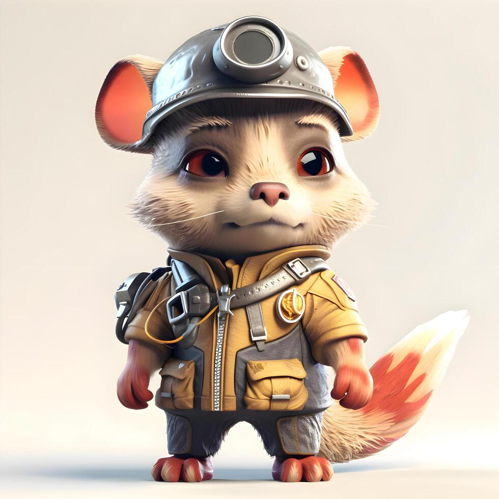 Cute cartoon cat astronaut with helmet and spacesuit. 3D illustration. photo