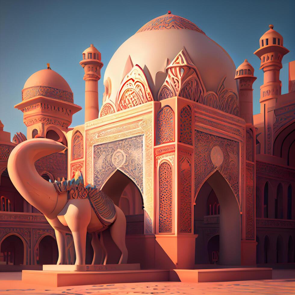 3D illustration of Taj Mahal in Agra, India. photo