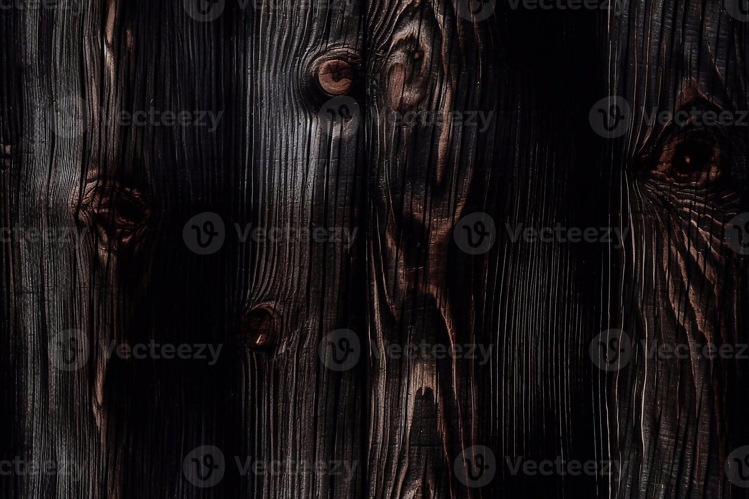 Dark wood seamless texture marked by retro vibes that passed by authentic depictions of old panels of wood crust with inherent grunge and ancient cracked surface. Wooden 3d illustration. photo